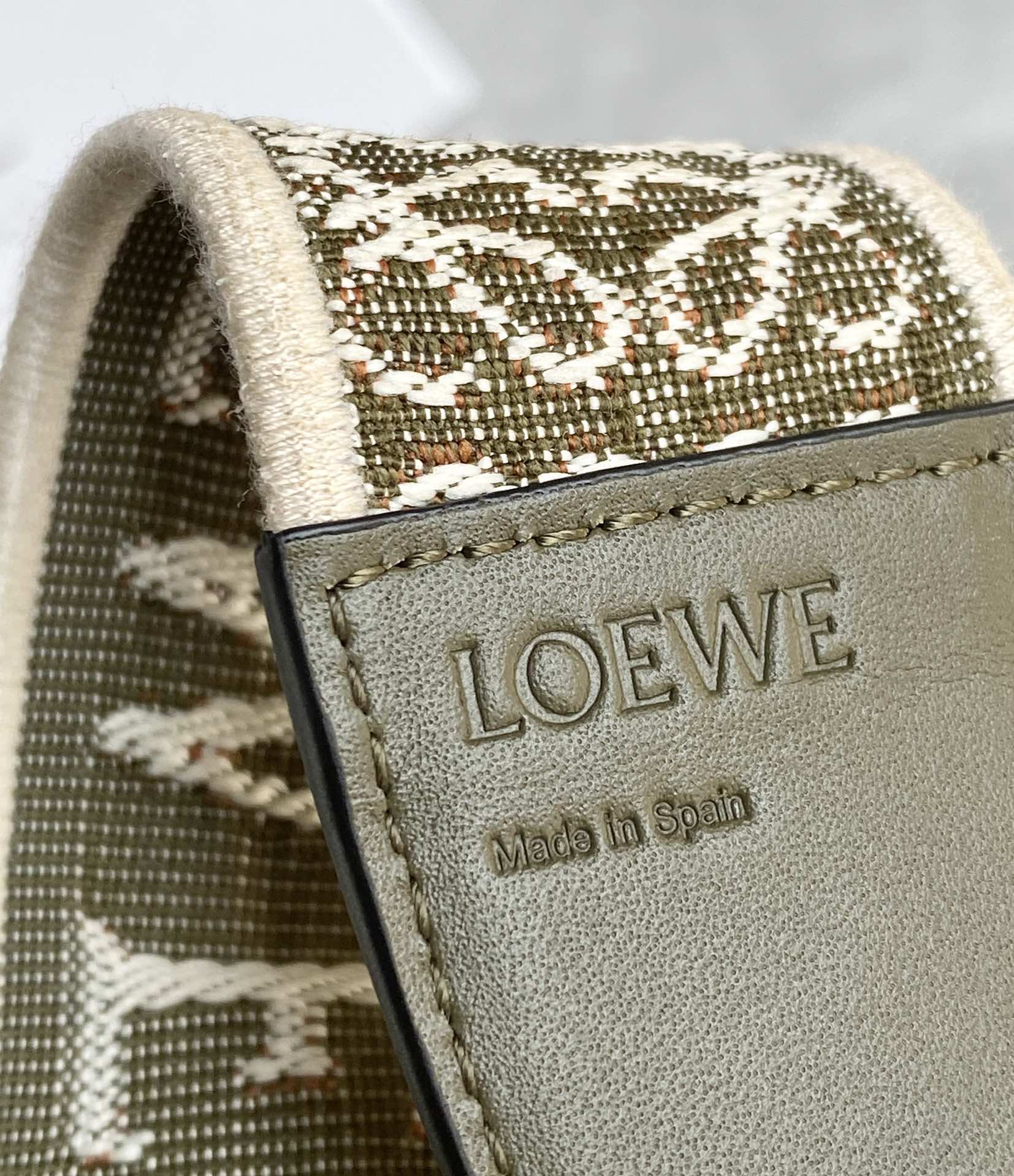 Loewe Mini Gate Dual Bag in Soft Calfskin and Jacquard Dark Green